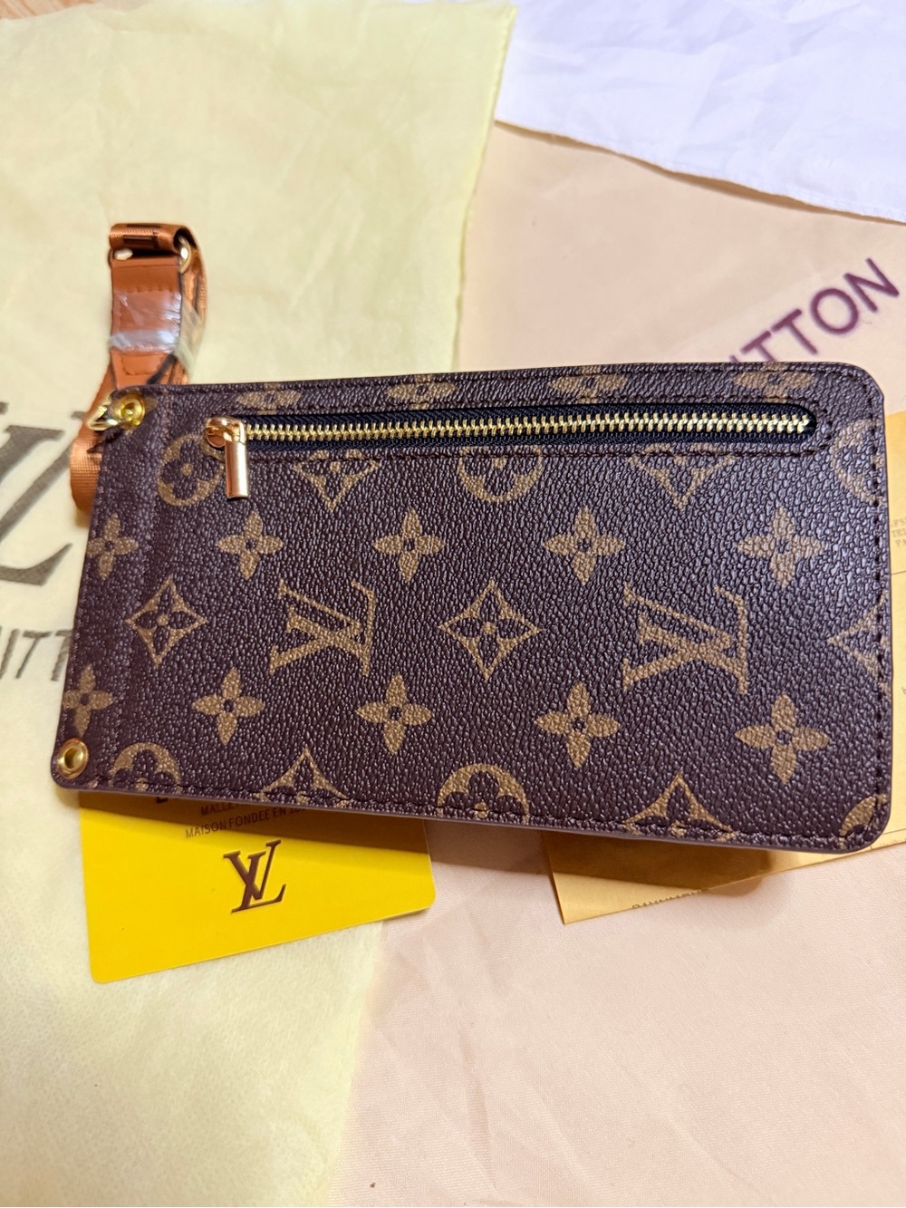 Monogram Canvas Crossbody Phone Bag in Brown - Picture 6 of 6